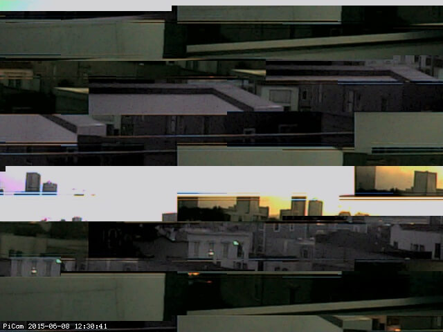 Corrupted image with artifacts of an image visible
