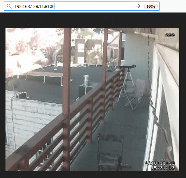 Screenshot of a browser showing the address bar and a video stream